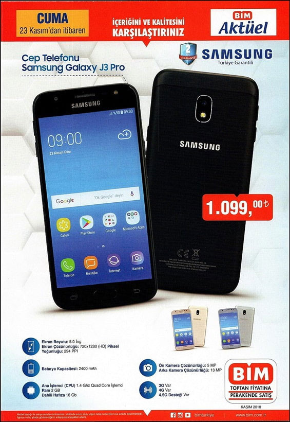 BİM'de Samsung Galaxy J3 Pro fırsatı - Resim : 1