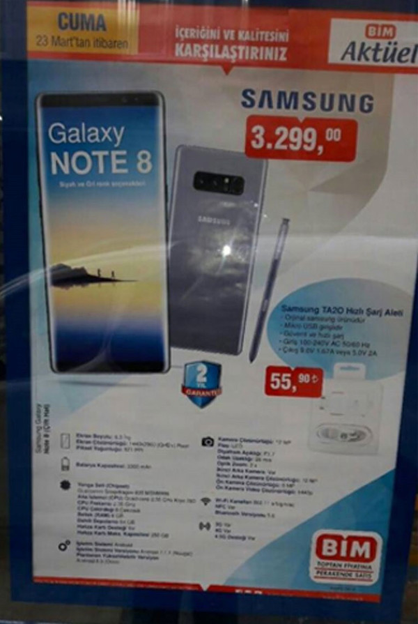 Samsung Galaxy Note 8 hangi BİM şubelerinde satılacak? - Resim : 1