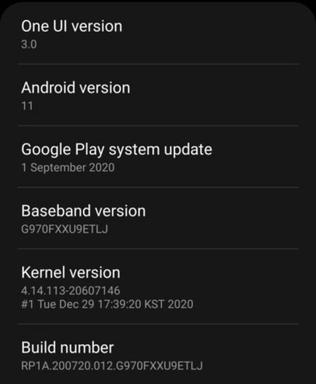 Galaxy S10 için Android 11