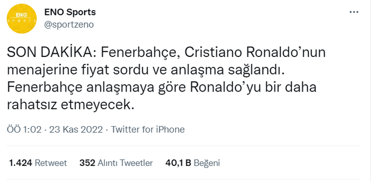 C. Ronaldo Fenerbahçe ile anlaştı! Bu tweet tüm sosyal medyayı salladı! - Resim : 1