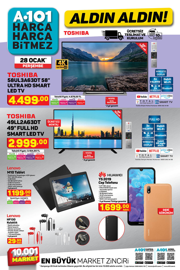 A101 28 Ocak 2021 - Uygun fiyatlı TV. telefon ve tablet fırsatı! - Resim : 1