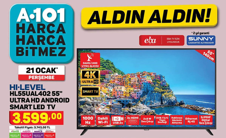 A101 21 Ocak 2021 - Uygun fiyatlı TV ve telefon fırsatı! - Resim : 1