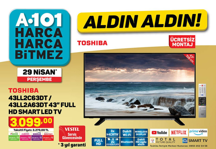 A101 - 29 Nisan 2021 - Uygun fiyatlı TV, telefon ve yazıcı fırsatı! - Resim : 1