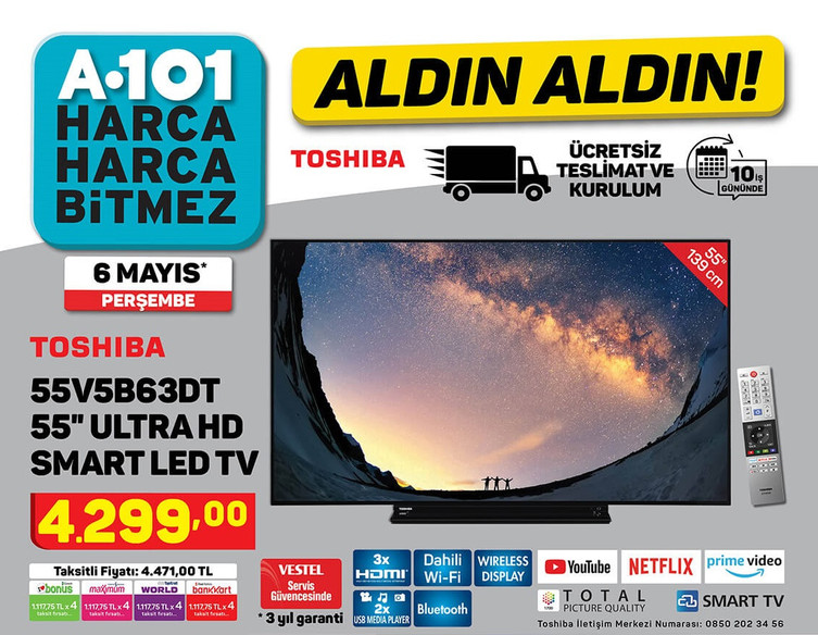 A101 - 6 Mayıs 2021 - Uygun fiyatlı TV, telefon ve akıllı saat fırsatı! - Resim : 1