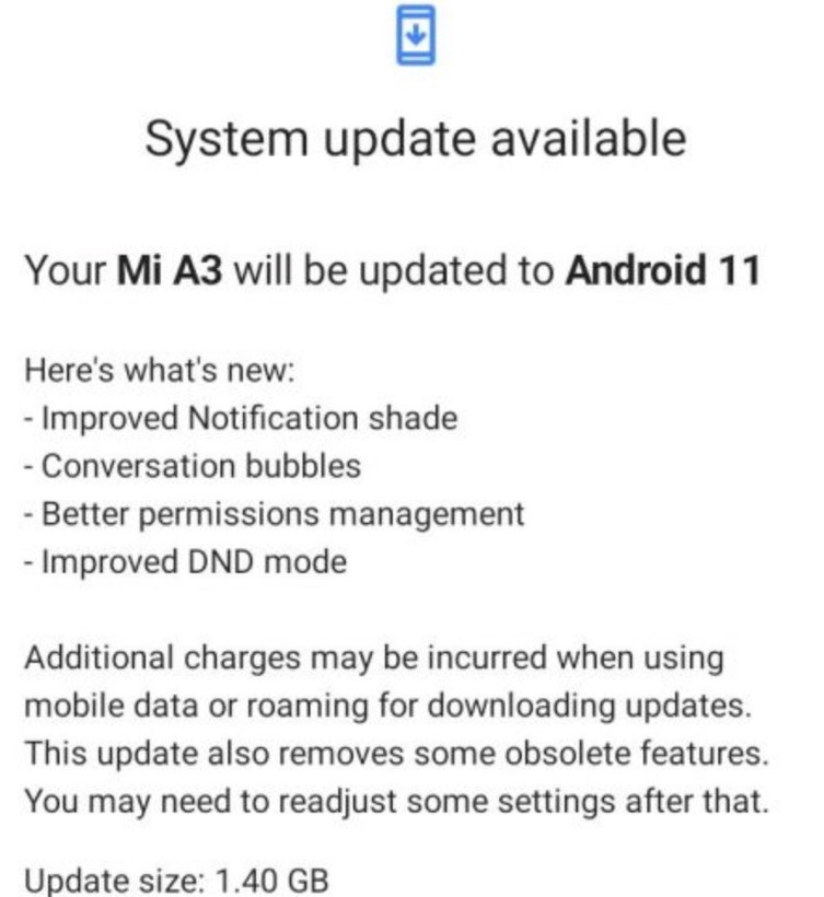 Xiaomi Mi A3 için Android 11 