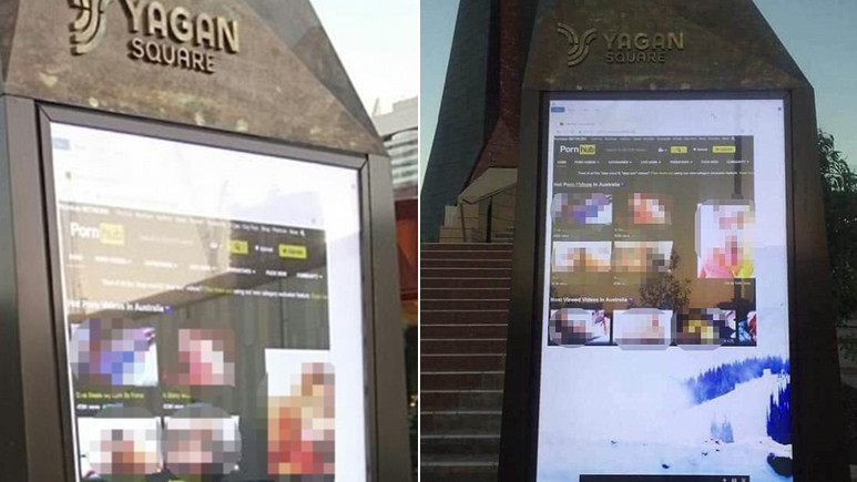 Hacker'lar saldırdı! Meydanda yüzlerce kişiye porno izlettiler