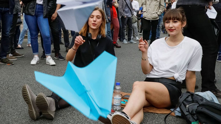 Moskova'da Telegram yasağı protesto edildi