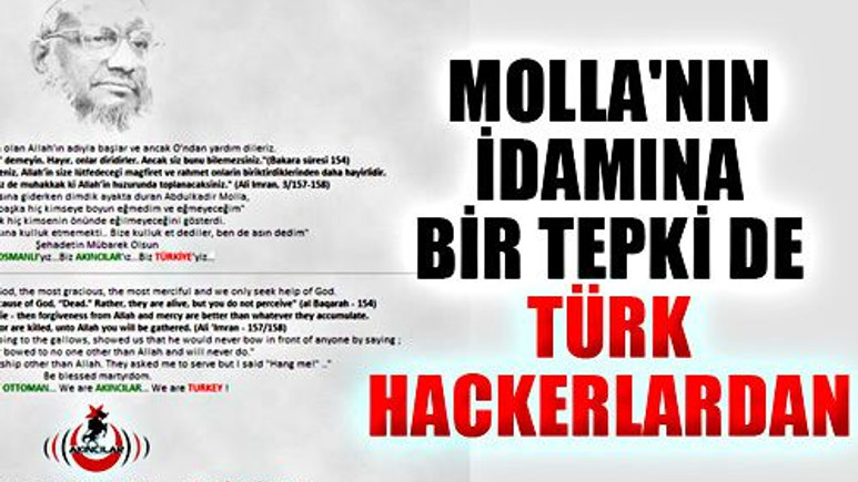 Abdülkadir Molla'nın idamına bir tepki de Akıncılar'dan geldi!