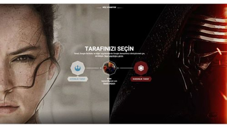 Google Star Wars Sitesi İle Tarafınızı Seçin
