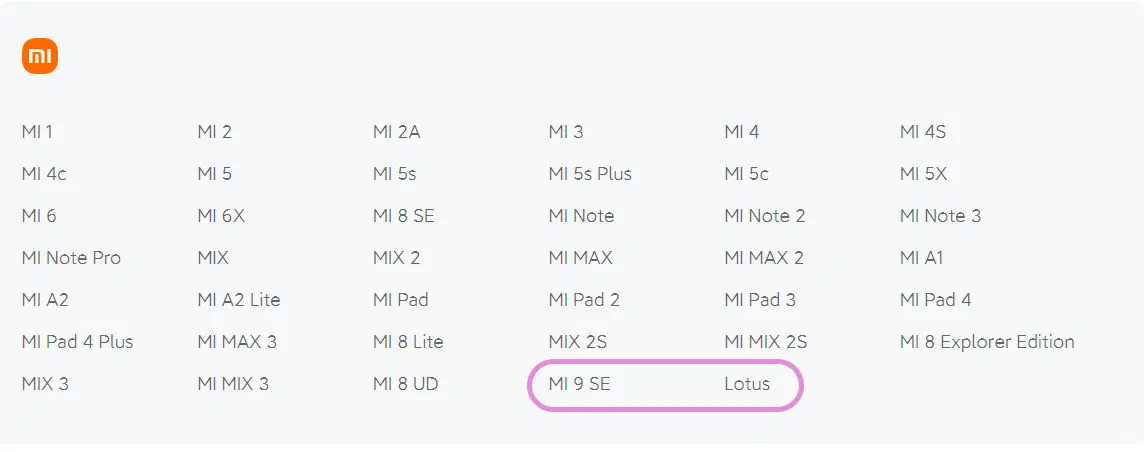Xiaomi EOS listesi