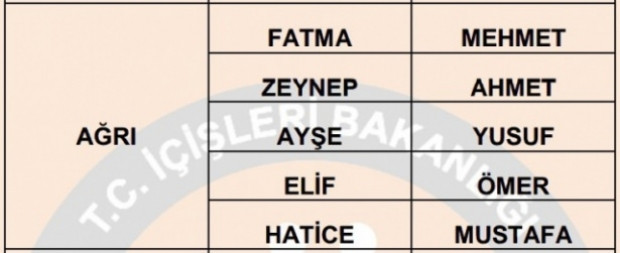 İllere göre çok kullanılan isimler - Page 1