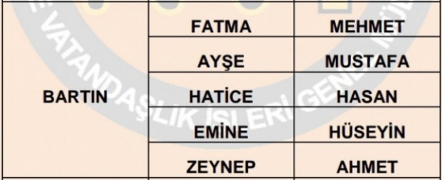 İllere göre çok kullanılan isimler - Page 3